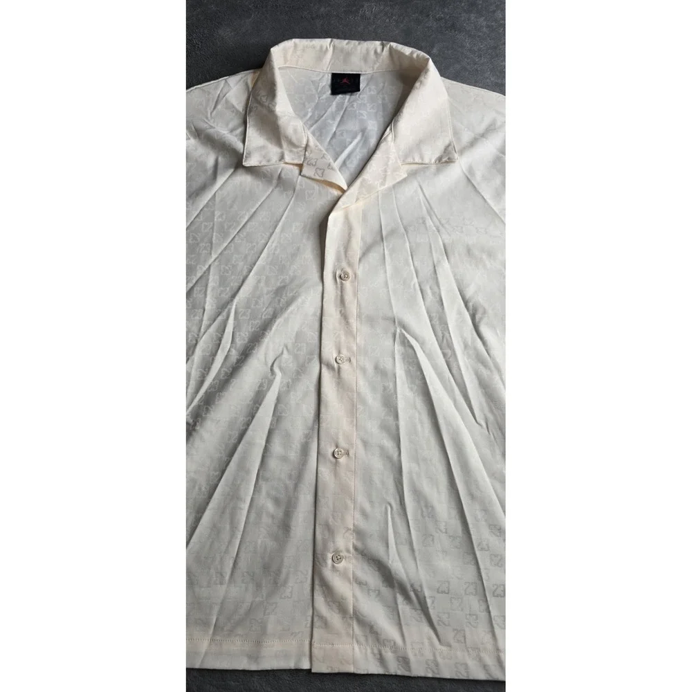 Nike Jordan 23 Monogram Shirt Mens 3XL Cream Button-Up DX9681-110